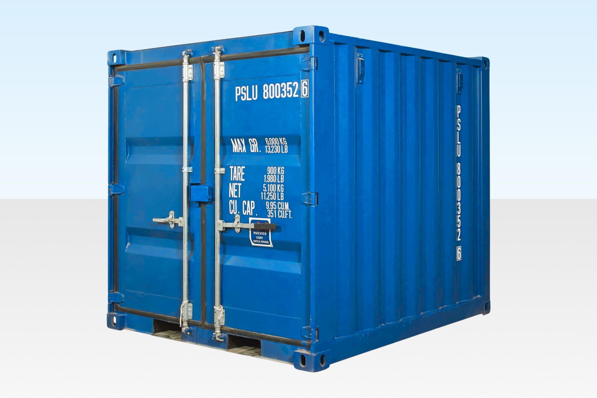 8ft Shipping Container (One Trip) Light Blue (RAL 5010)